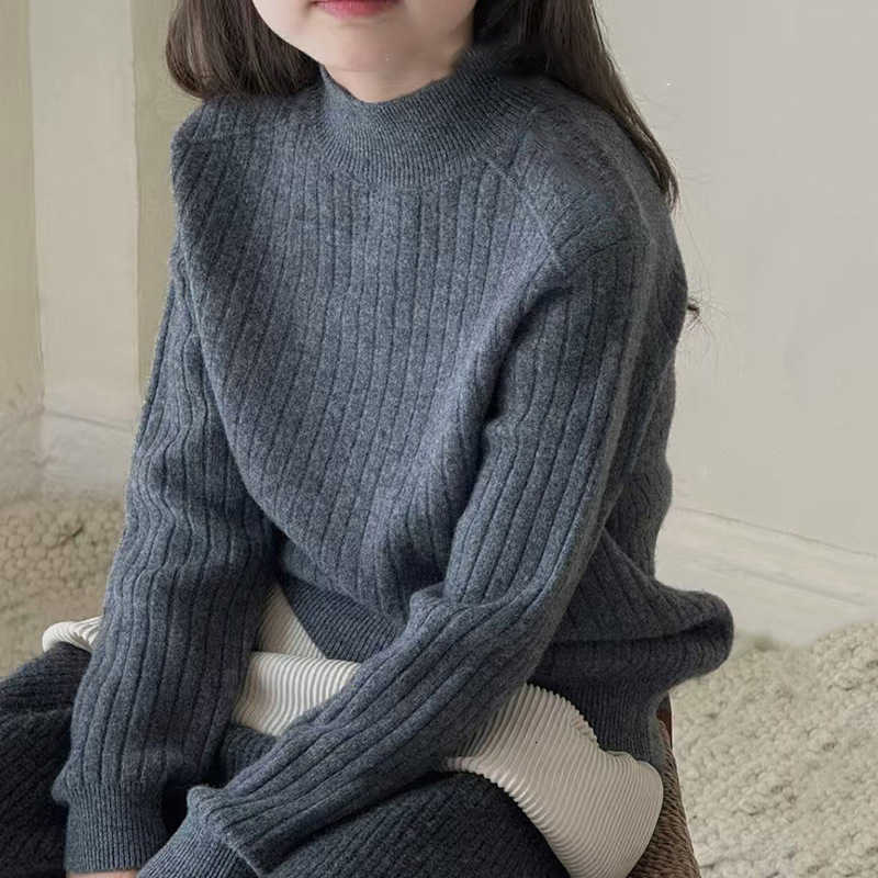 Women's Knits & Tees Girls' Sweater for Autumn and Winter New Style for Older Children Stylish Half-Turtleneck Knit Pullover Top