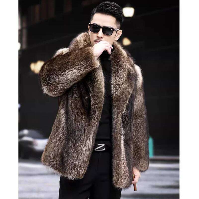 Men's mink coat Medium length fox fur thickened to keep warm in winter Z260313