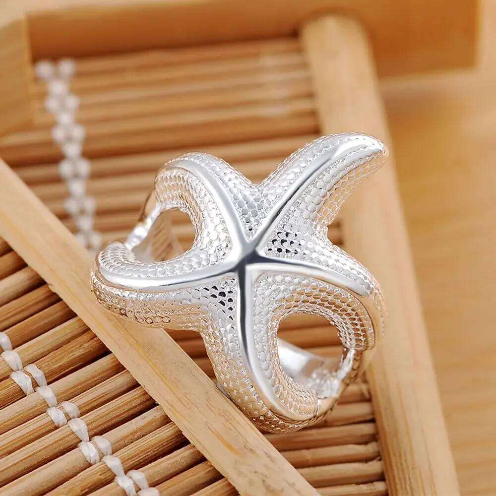 High quality 925 Sterling Silver fine Big starfish Rings For Women Fashion Party wedding luxury Charms Jewelry Christmas gift H260312