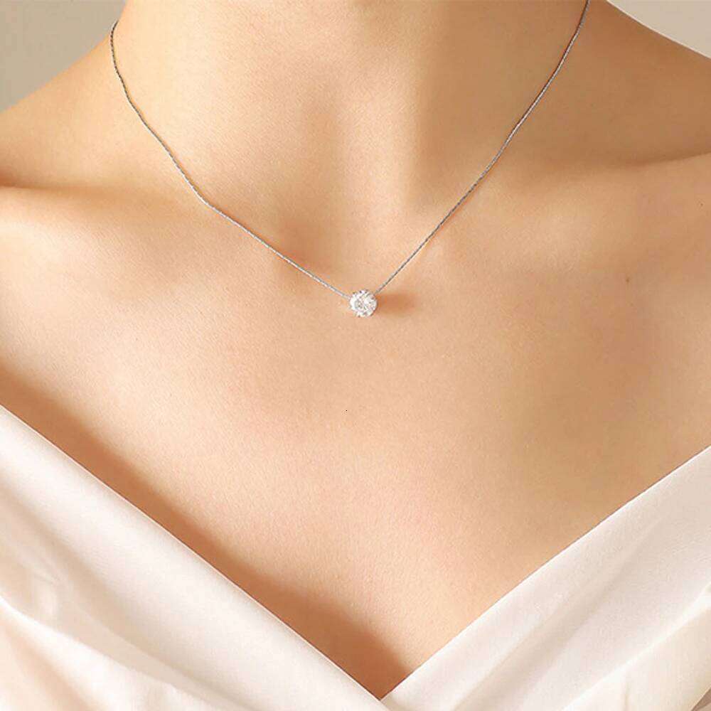 Stainless Steel Shiny Clear Zircon Necklace for Women Minimalist Choker Neck Chains Fashion Delicate Jewelry Gift Wholesale H260312