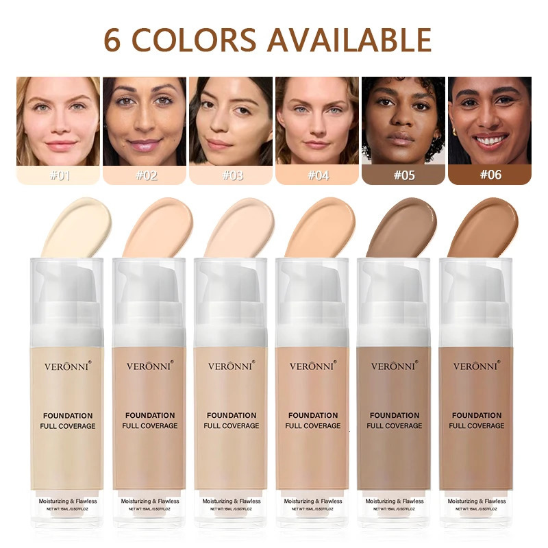 15ml Full Coverage Liquid FoundationFoundation Effective Concealer Waterproof Sweat-resistant Makeup Professional Cosmetics 260305