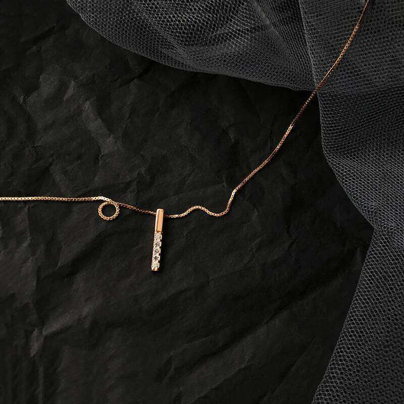 ANENJERY Silver Color Strip Geometric Cubic Zircon Simple Clavicle Chain Charm Necklace For Women Jewelry S-N545 H260312