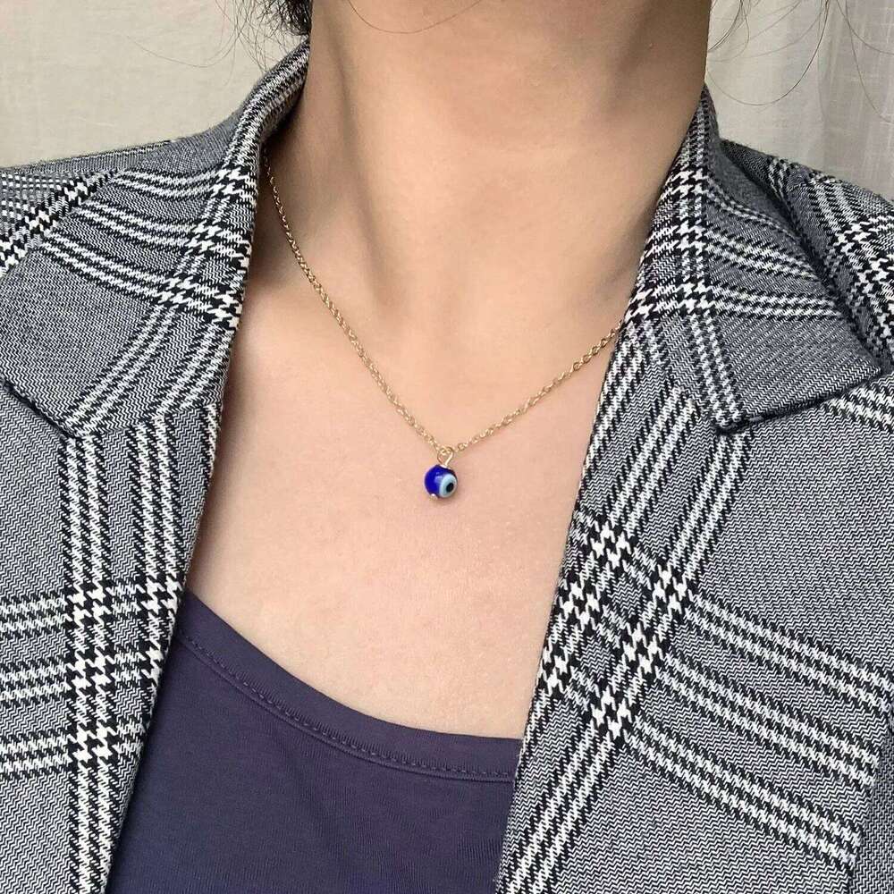 Turkish Evil Eye Necklace Blue Glass Pendant Stainless Steel Chain With Card Bring Good Luck Jewelry For Women Men Birthday Gift H260312