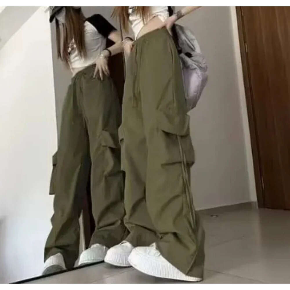 Retro Vintage High Street Baggy Pants Fashion Women Oversized Drawstring Pocket Pant Casual Streetwear Loose Jogger Trousers Z260312