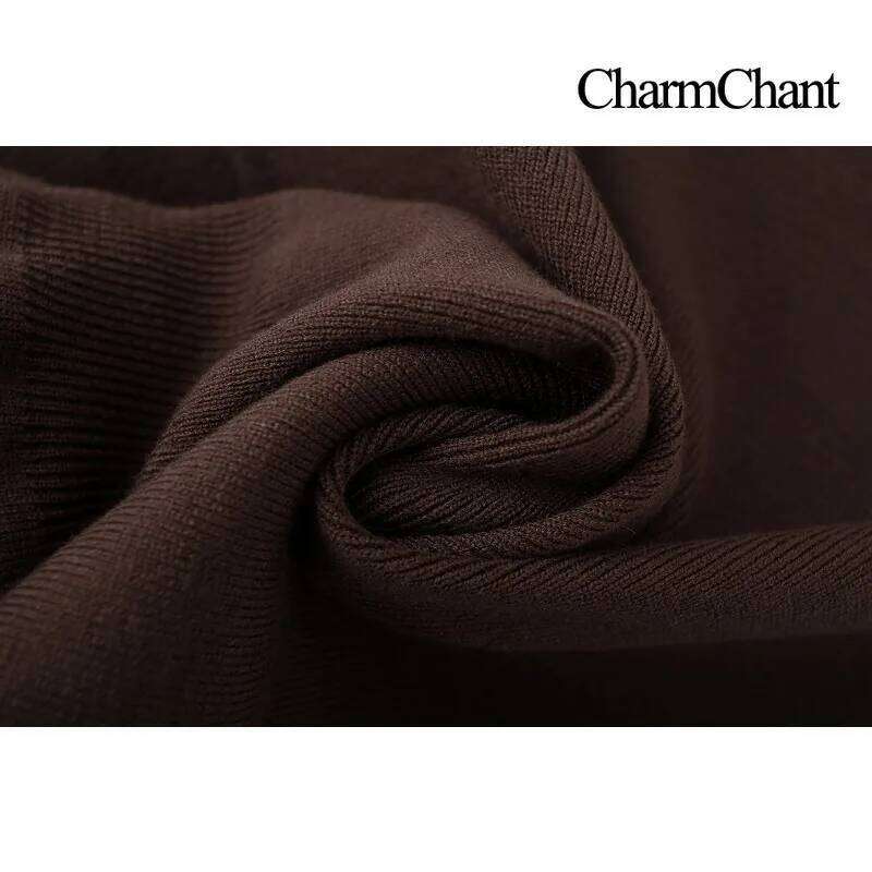 CharmChant Belted Waist Boat Neck Knit Sweater for Women Spring Autumn 2026 Cozy Knitwear Jumper Puff Sleeves Pullovers Woman Z260313