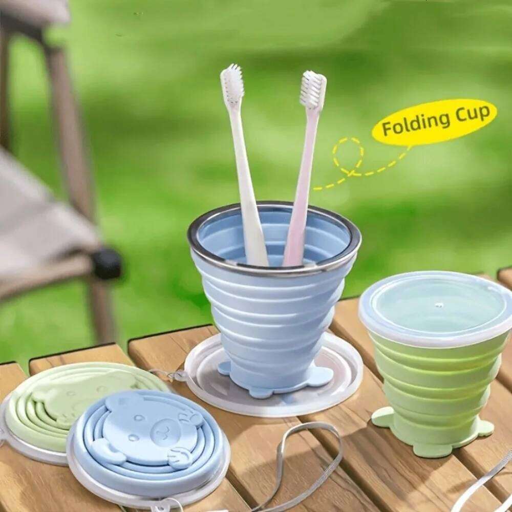 Portable 200ml Silicone Folding Cup, Collapsible Travel Mug for Camping, Hiking, Backpacking, Space-Saving & Hangs on Backpack Z260314