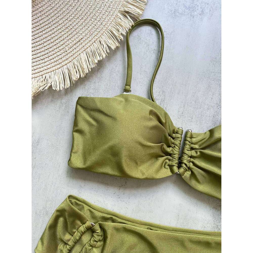 Bandeau Push Up Women Swimsuits Sexy Female Swimwear Brazilian Bikini Set Thong Biquini Swim Suits Solid Beachwear 26H0313