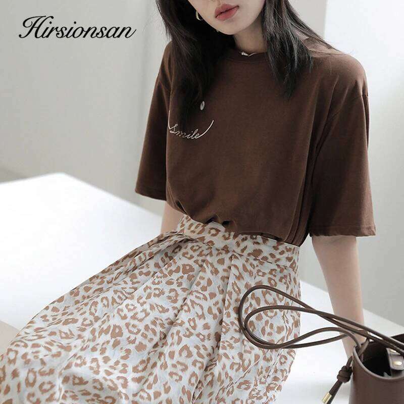 Hirsionsan Letter Print Summer T Shirt Women Vintage Smile Graphic Female Tops Harajuku Soft 100% Cotton Tees New Basic Tshirts Z260314