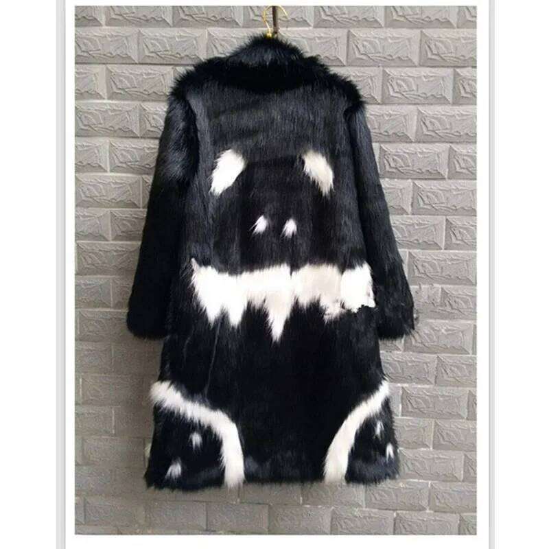 Cool Winter Unisex Thickening faux fur Long jacket Black Gown white devil windbreaker Imitation Faux Fox grimace Fur Coat Z260313