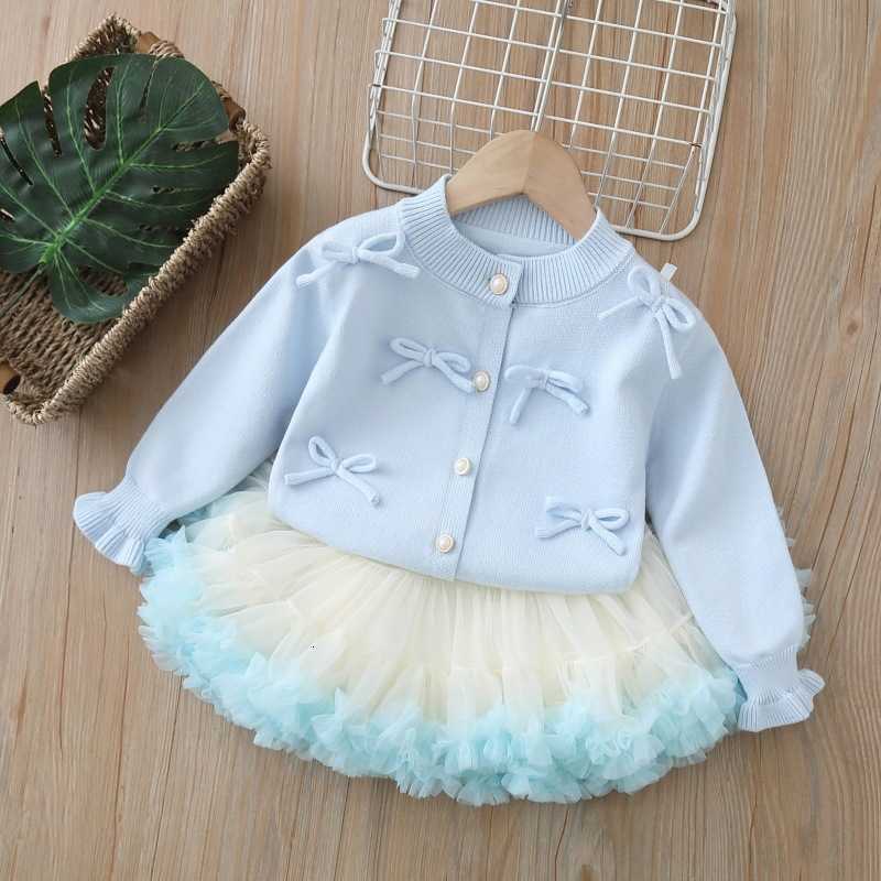 Women's Knits & Tees Baby Girl Autumn Jacket New Autumn Cardigan Stylish Girl Two-Piece Set Children's Sweater Set