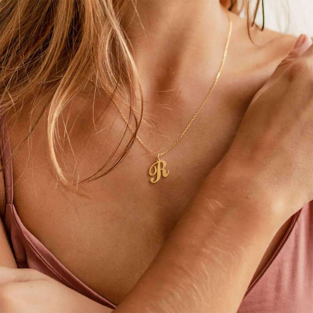 Dainty Letter Necklaces For Women Gold Color Minimalist Stainless Steel Initial Necklace Femme Wedding Jewelry Gift H260312