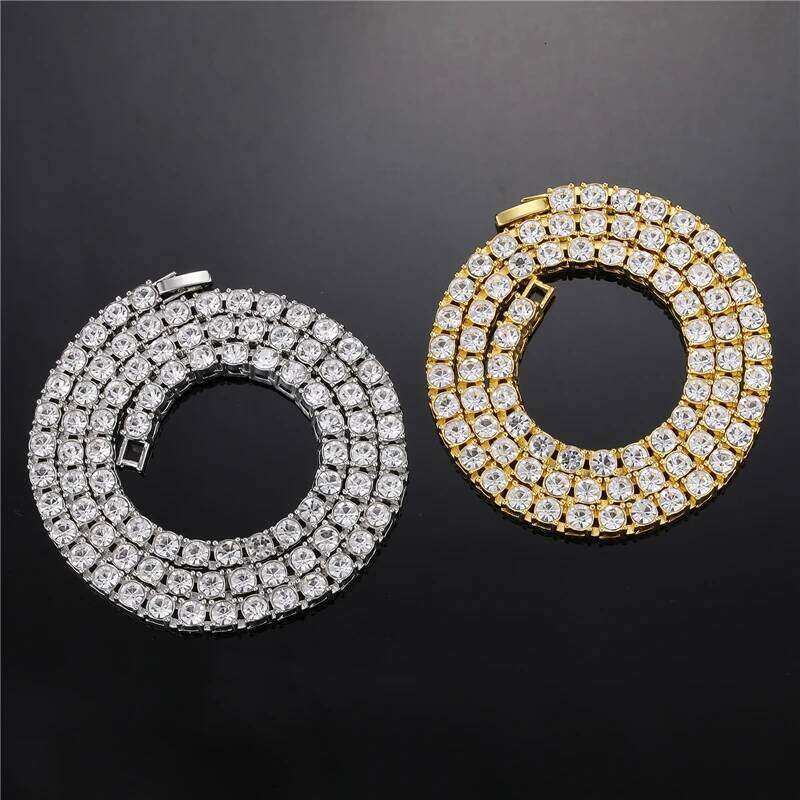 Hip Hop Iced Out Tennis Chain Necklace 3MM 4MM 5MM Mens Necklaces 1 Row Rhinestone Choker Bling Crystal For Men Jewelry H260312