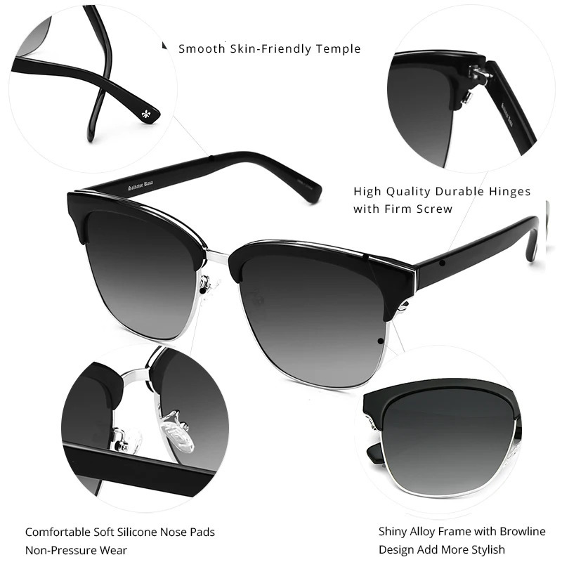 ZENOTTIC n Half Frame Polarized Sunglasses Men Women Vintage Metal riving UV400 Goggle Shades Sun Glasses 260312