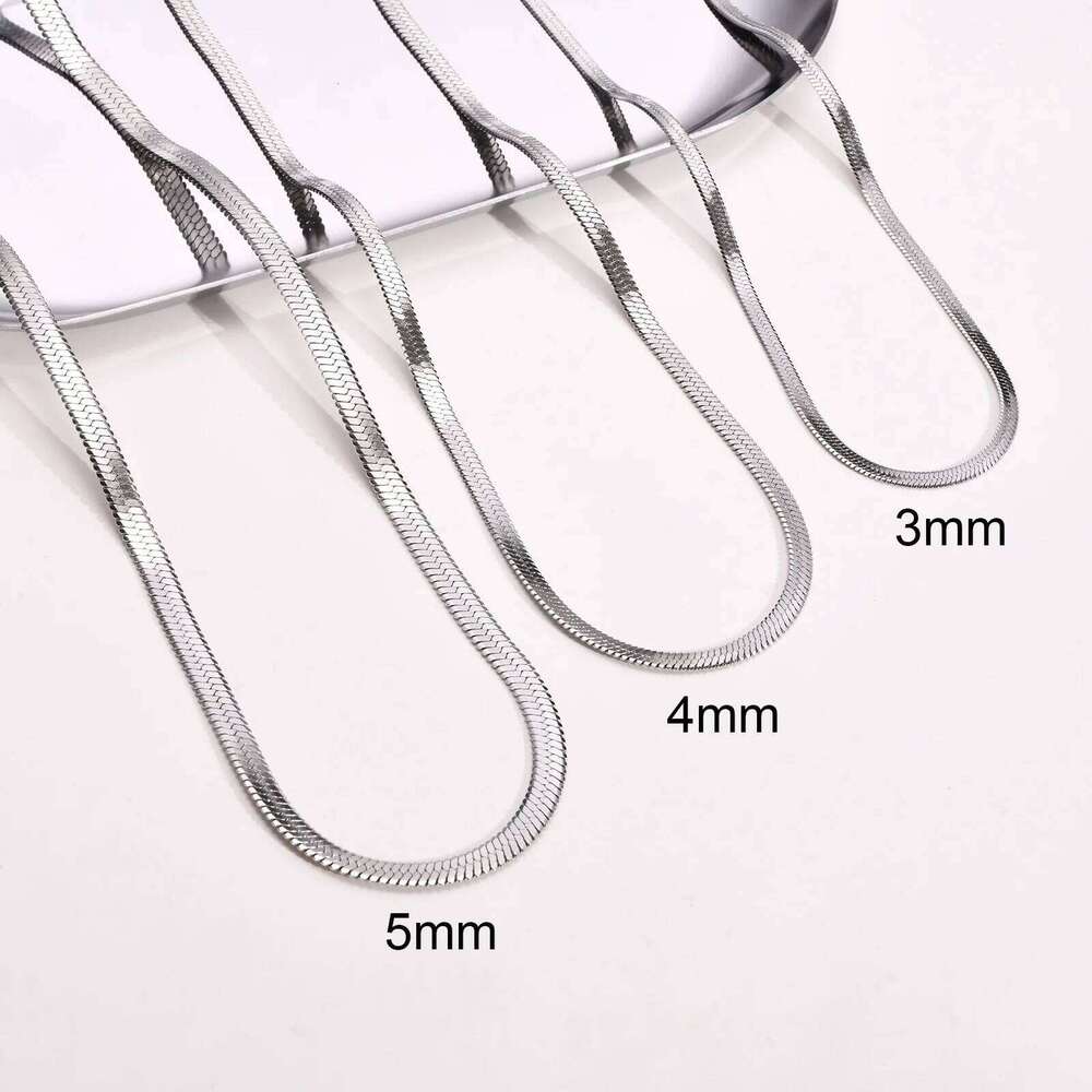 Stainless Steel Width 3mm/4mm/5mm Flat Snake Chain Choker Necklaces for Men H260312