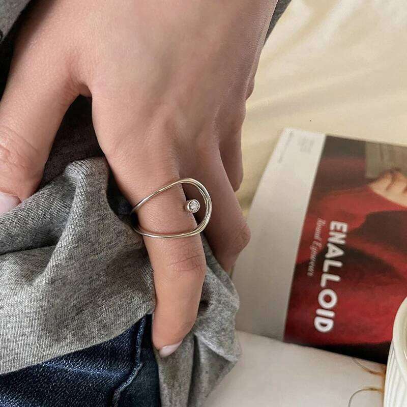 LIVVY Silver Color New Fashion Creative Hollow Geometric Open Rings for Women Couples Handmade Birthday Party Jewelry Gifts H260312