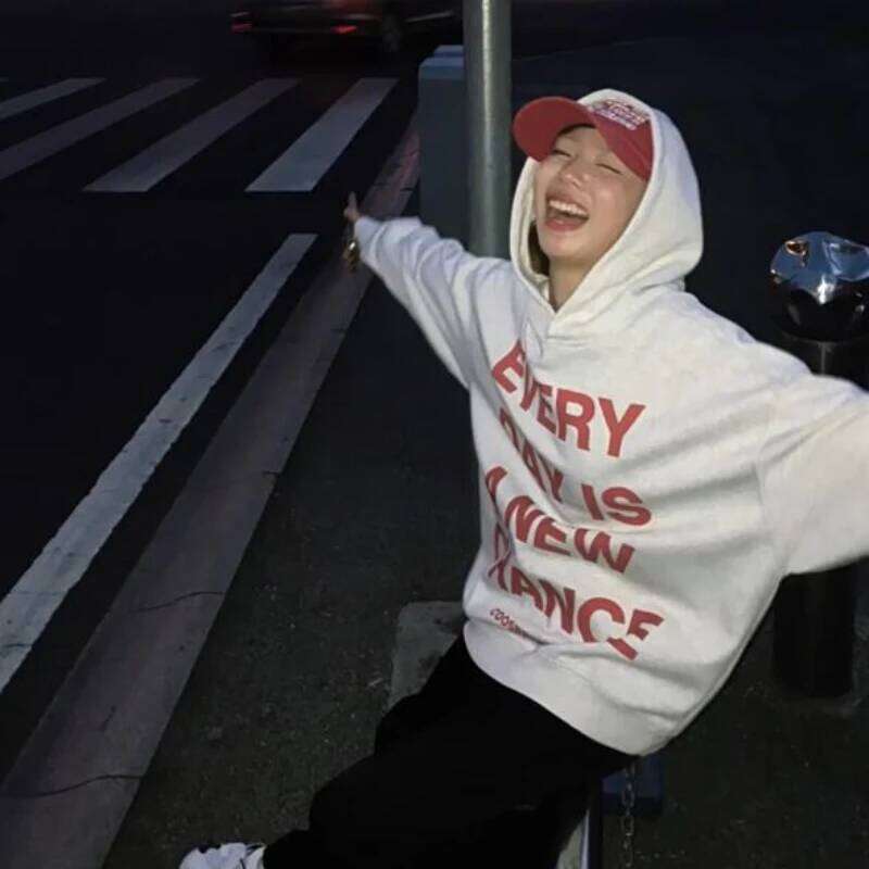 Hoodies Women All-match Letter Printed Chic Loose Fit Couples Korean Fashion Daily Autumn Outwear Students Hooded Clothing Ins Z260314