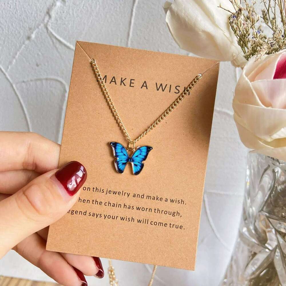 Women Korea Style New Butterfly Pendant Necklace Cute ly Neck Fashion Jewelry Gift for Girl H260312