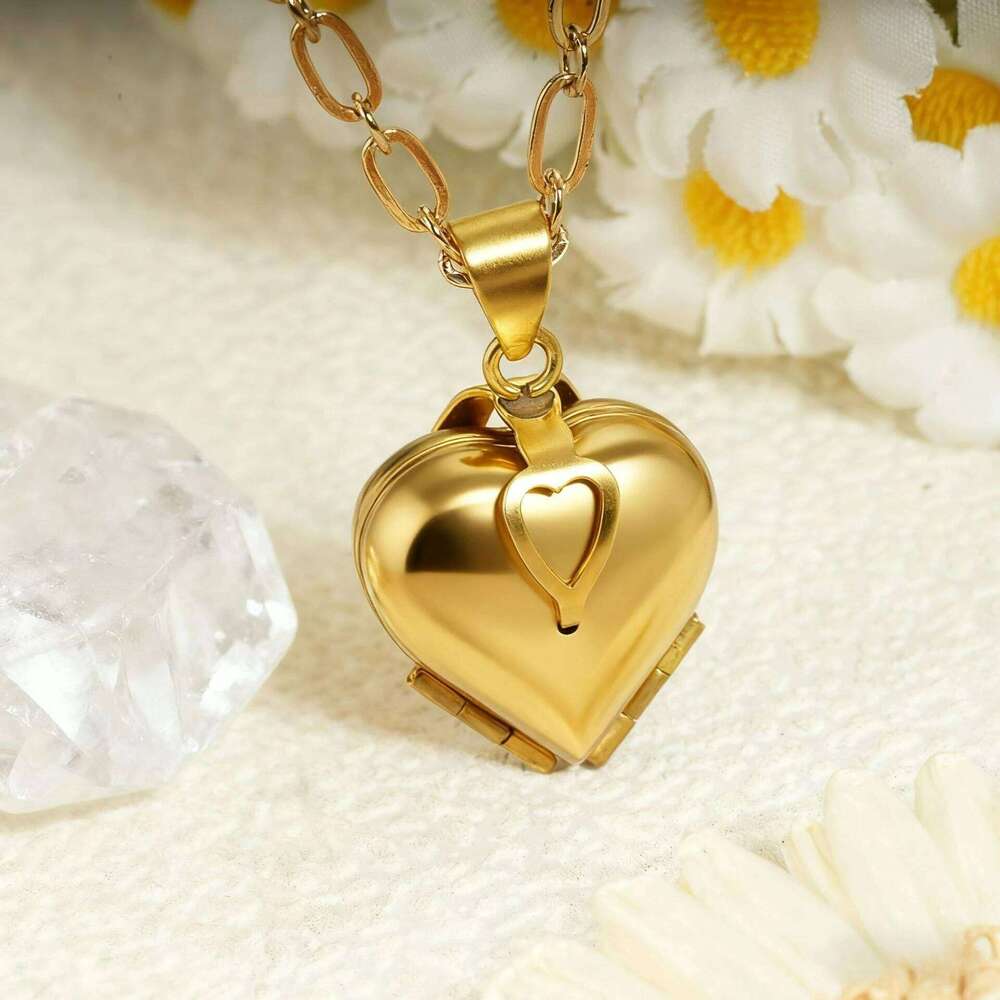 Vintage Necklace Folding Multi-layer Heart Copper Family Locket Personalised Photos Cr Pendant Fashion Jewelry H260312