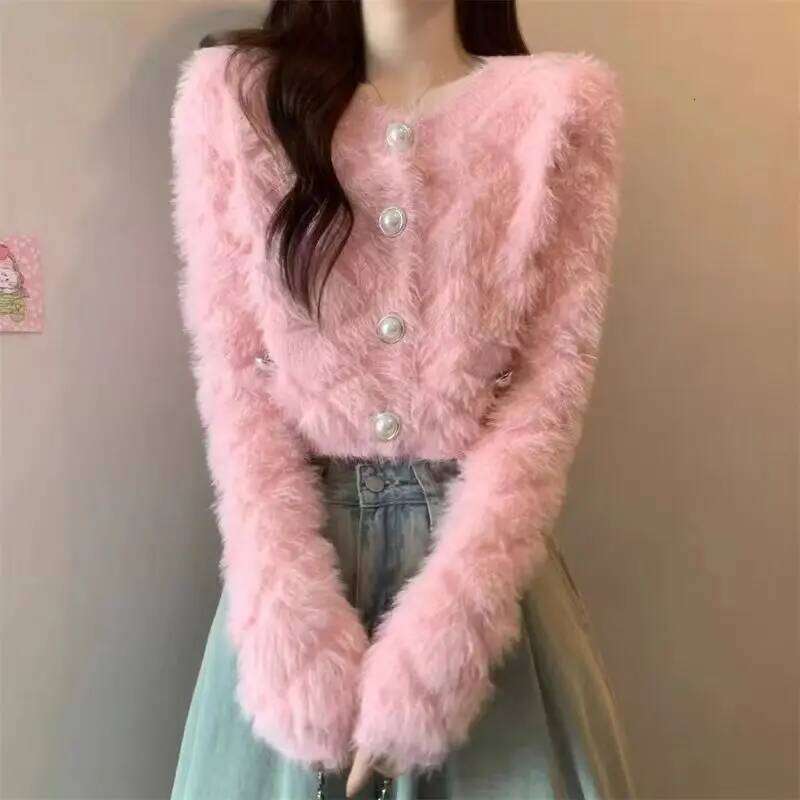Thickened Cardigan Warm Bottoming Shirt Soft Waxy Mink Velvet Knitted Women's Autumn And Winter Plush Sweater Coat Z260313