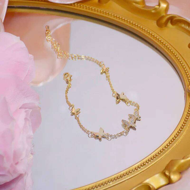 Elegant Butterfly Classic Bracelet for Woman Gold Colour Rhinestone Bracelets Chain Bangle sets Jewelry Party Wholesale Z260313
