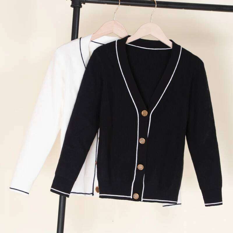 Tricot Knitted Ladies Sweaters Black Cardigan Female Clothing Women's Coat Spring 2025 Blouses Crochet Top Outerwear Cropped Z260314