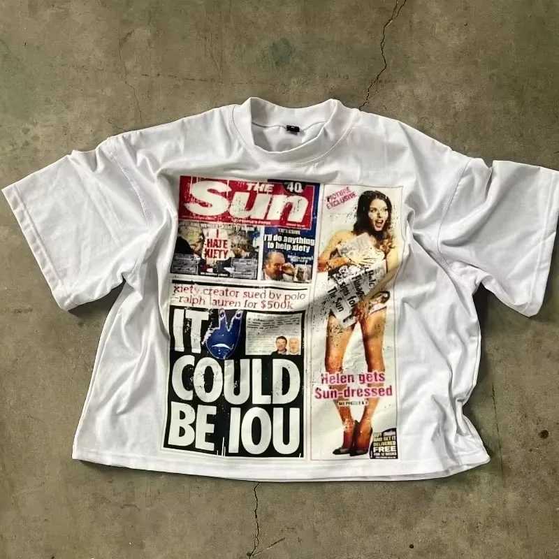 Y2k Top Oversized T-shirt Harajuku Goth Street Retro Men Hip Hop Women T-shirt Summer American Alphabet Print Graphic T-shirt D260313