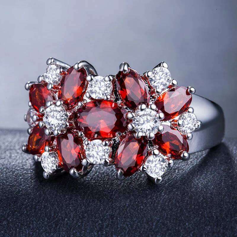 Huitan Hot Sale Cocktail Party Ring Flower Cubic Zirconia Valentine's Day Gift Fashion Jewelry Rings for Women & r H260312