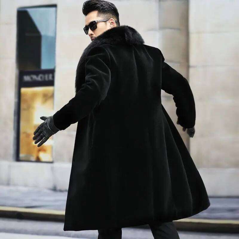 New with wide collar, whole winter thickened, long imitation men's coat, high-end mink fur coat M-6XL Z260313