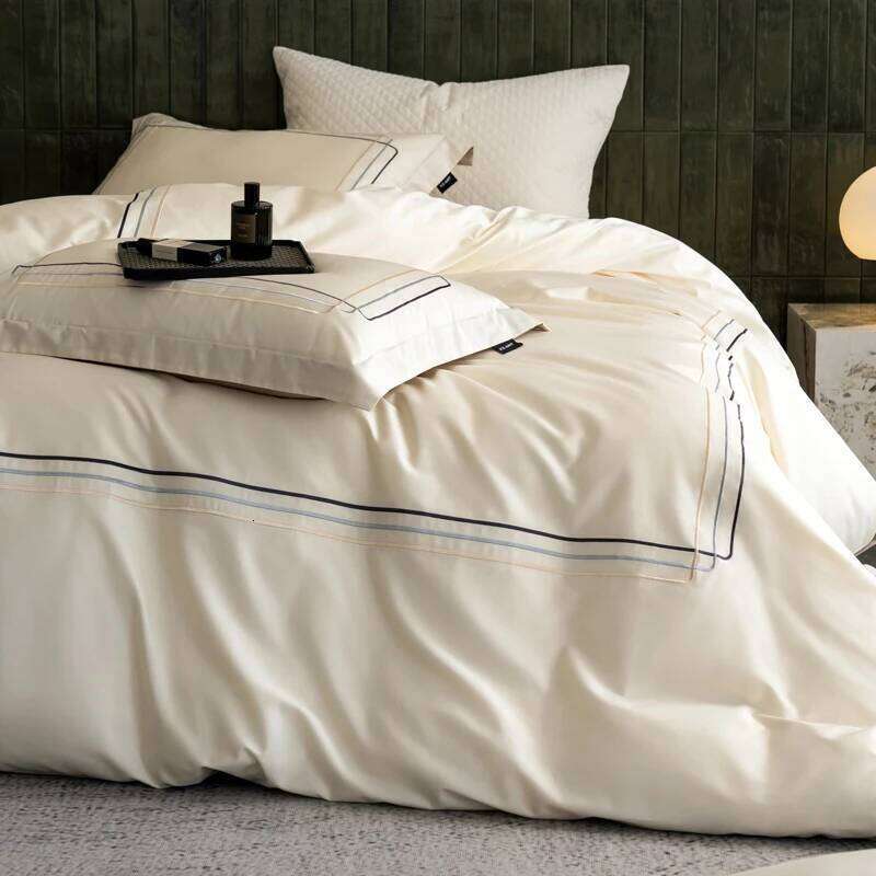 60S Long-Staple Cotton Embroidery Hotel Style Bedding Set Queen King Size Duvet Cover Flat/Fitted Sheet Pillowcases 4Pcs H260312 - view 4