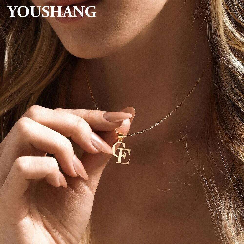 Customized Couple's Initials Necklace Stainless Steel Personalized Double Letter Pendent Golden Color Birthday Gift for r H260312