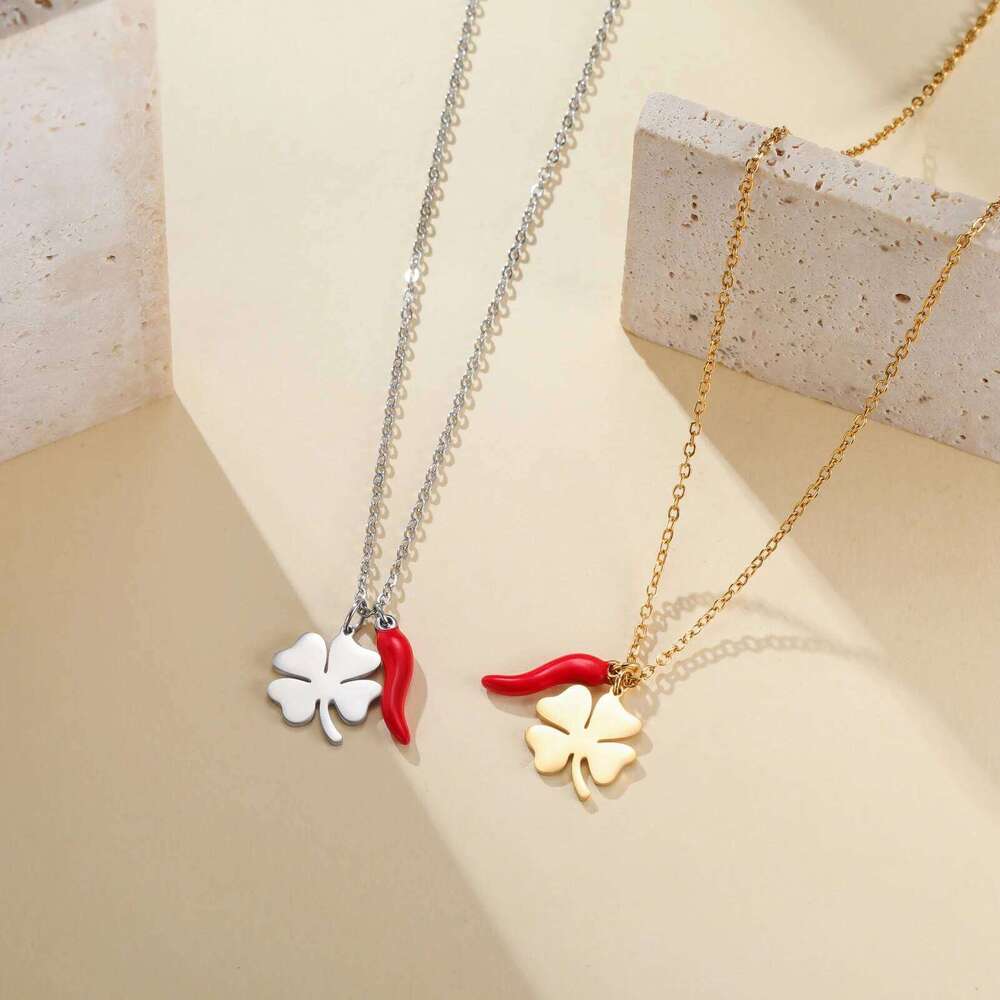 Red Italian Horn Cr Necklace Stainless Steel Gold Color Necklaces Good Luck Protection Jewelry Gift for Women H260312