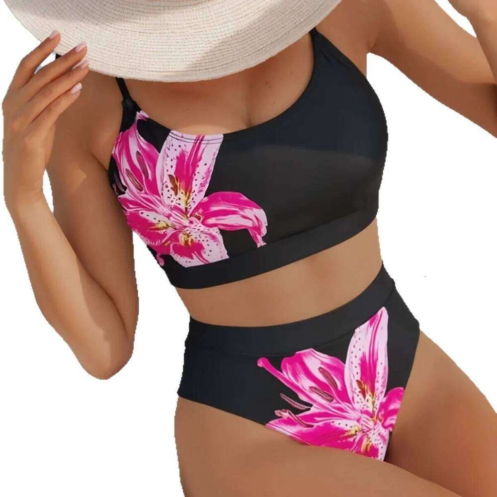 2025 New Printed U-shaped High Waist Bikini Sexy Split Swimsuit Women Swimwear M Y260303