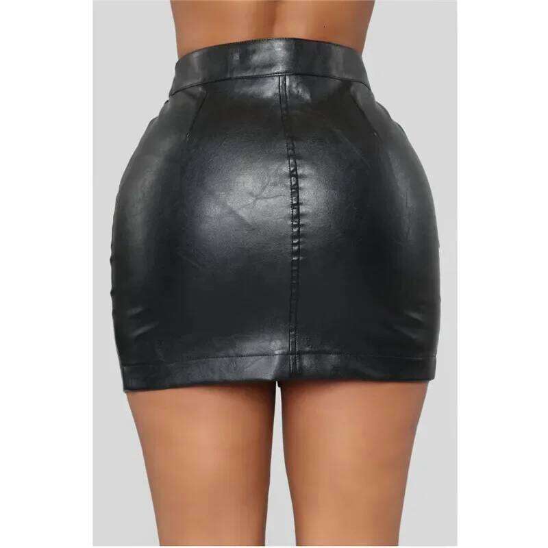 Fashion Bodycon Black Faux Skirt Saia De Couro Feminina 5XL High Waist Zip PU Leather Mini Pencil Skirts Saias Femininas Z260314