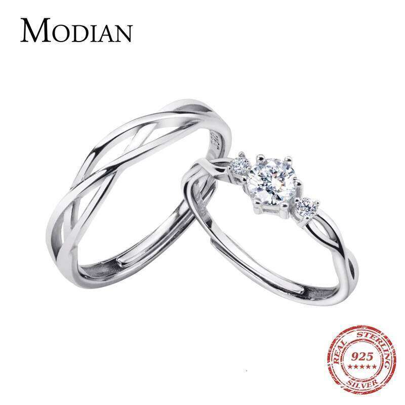 Modian Romantic Sparkling AAA Zircon Line for Men and Women Fashion 925 Sterling Silver A Pair rs Wedding Ring Jewelry H260312