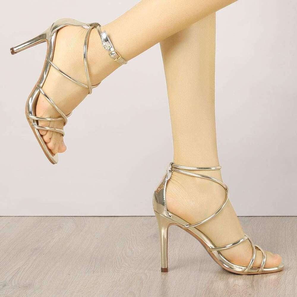 Ladies Open Toe Strappy Stiletto Heel Sandals MOJIDASHU