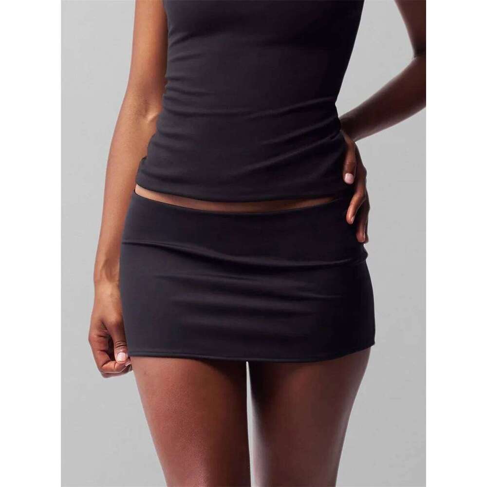 Women Micro Mini Sexy Solid Color Low Waist Slim Fit Pencil Stretchy Tight Short Skirt for Club Night Out Z260314