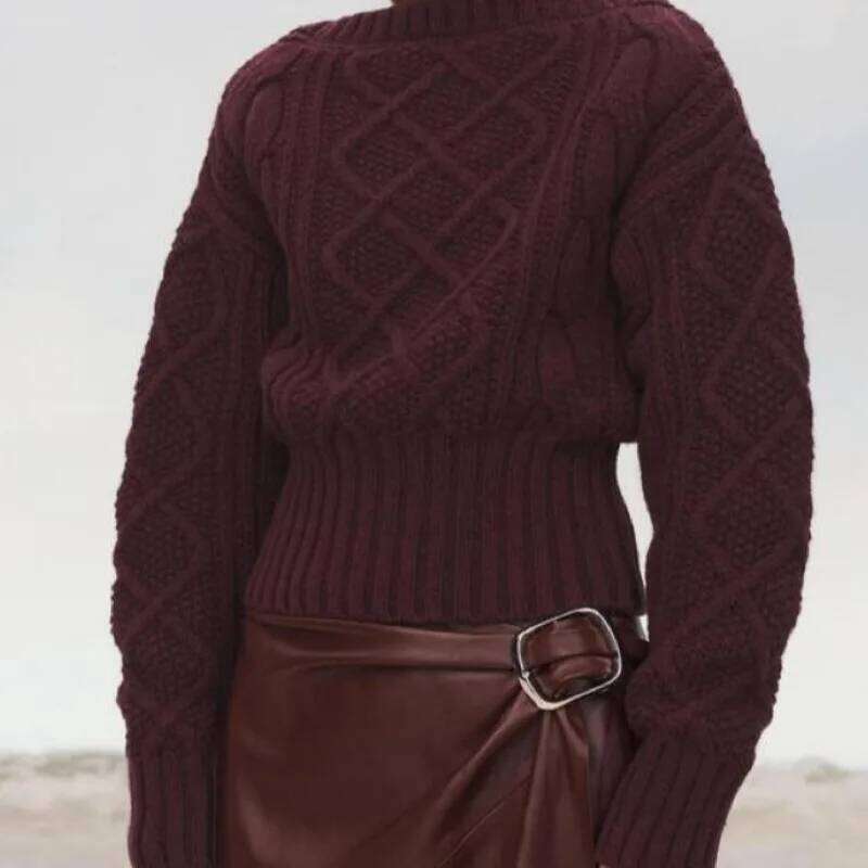 Sweaters for Women O-neck Thick 2025 New Chic Spring Kintted Casual Official Lady Crimson Z260313