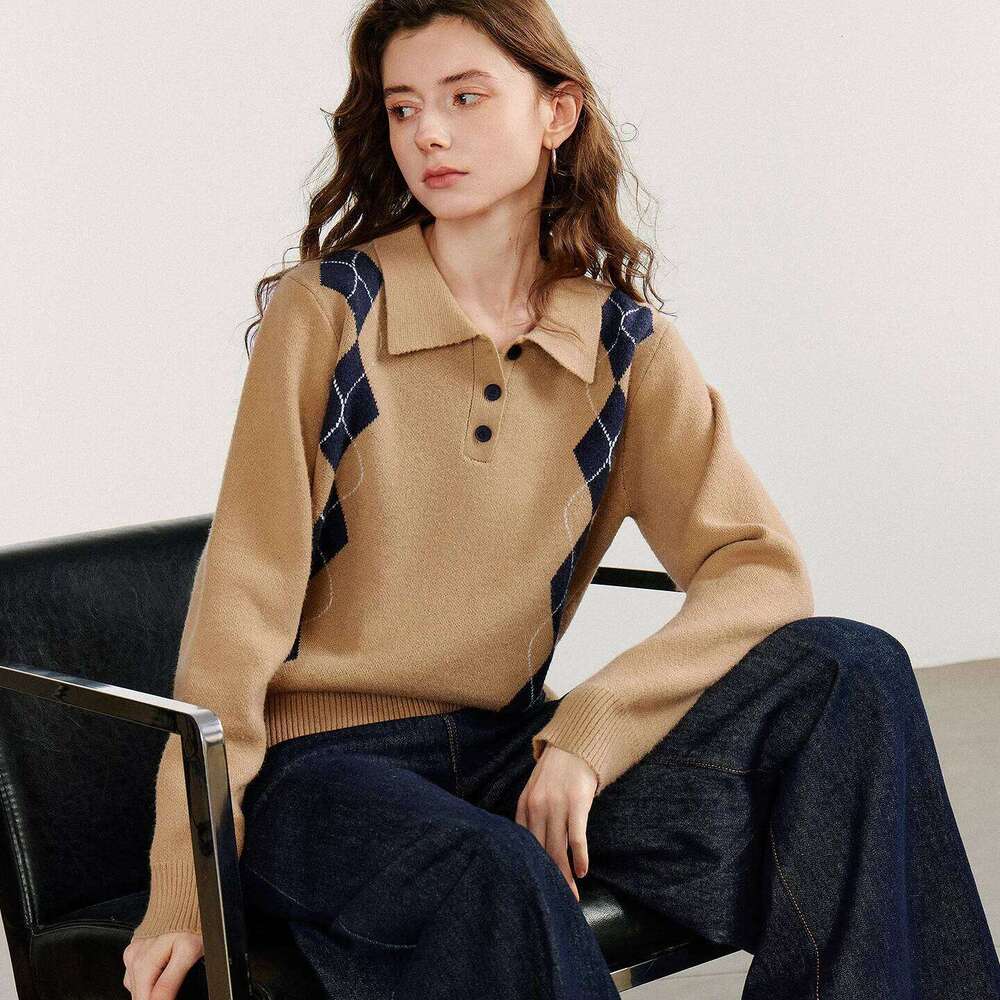 TOYOUTH Women Sweater 2025 Autumn New College Style Turn Down Collar Sports Knitted Pullover Tops Z260313