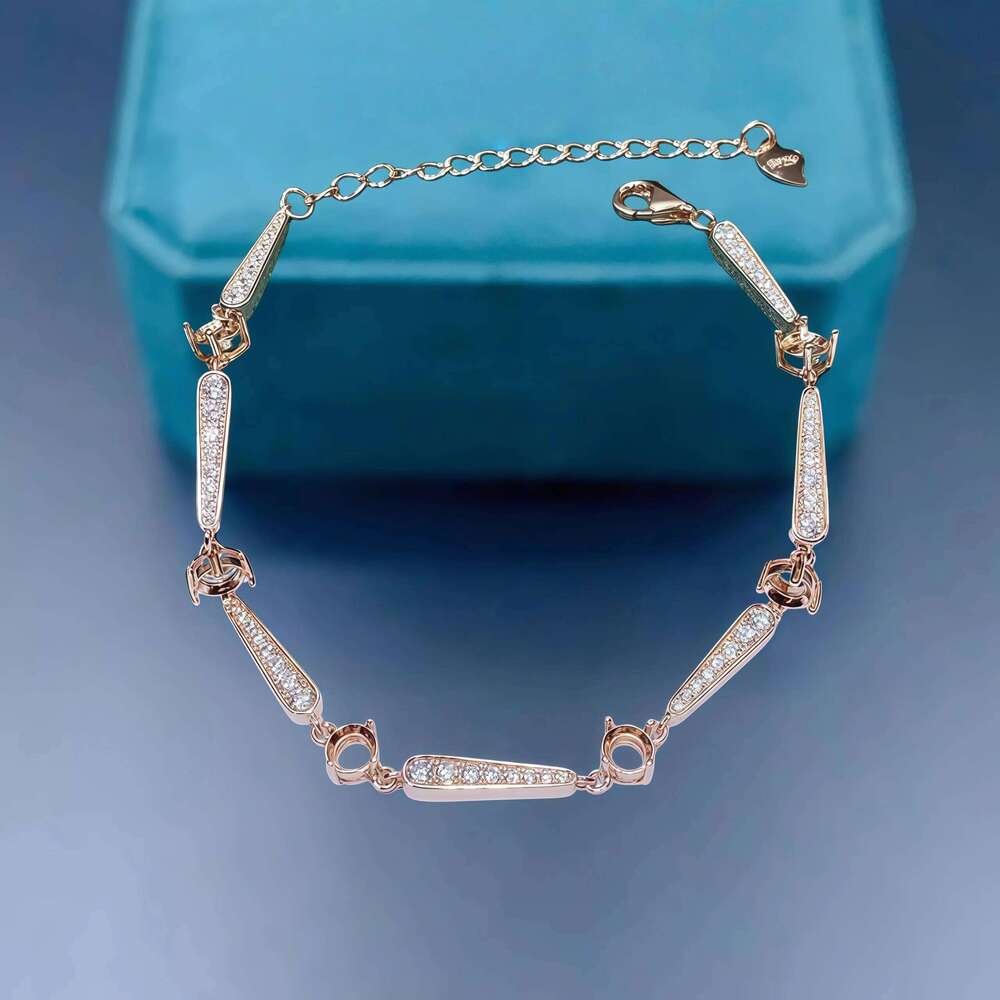 Fashion DIY Empty Bracelet Holder S925 Sterling Silver 4mm Round Stone Fine Simple Design Charm Weddings Jewelry for Woman Z260313