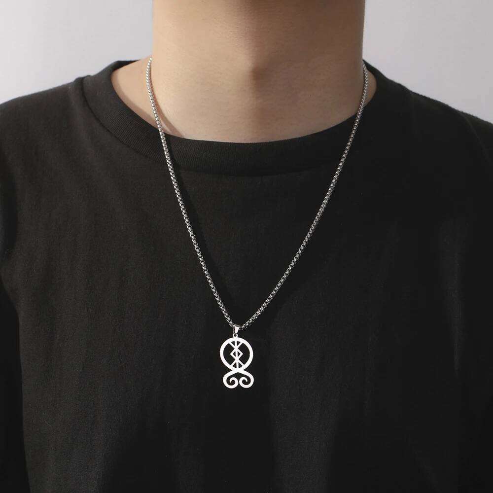 Dawapara Rune of Protection Troll Cross Necklace Trollkors Nordic Magical Symbol Scandinavian Amulet Stainless Steel Jewelry H260312