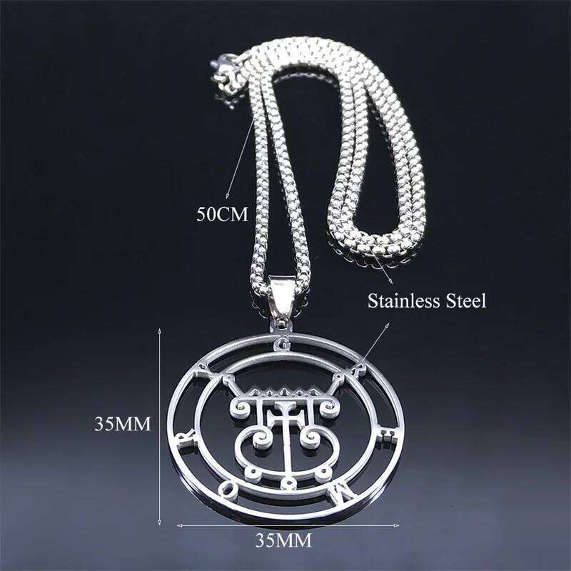 Satan Sigil GREMORY Stainless Steel Round Necklace Chain Women Silver Color Statement Necklaces Jewelry colar feminino N3329S03 H260312