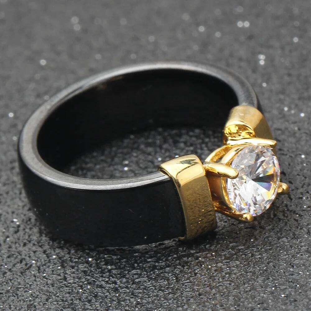 Zircon Ceramic Ring For Women Party Wedding Finger jewelry Accessories Waterproof Anti-fading US Size Black White Color H260312