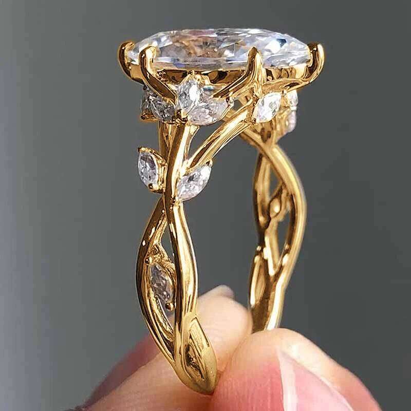 Huitan Aesthetic Marquise Cut Zirconia Ring Women Gorgeous Gold Color Finger Accessories for Engagement Party Jewelry H260312