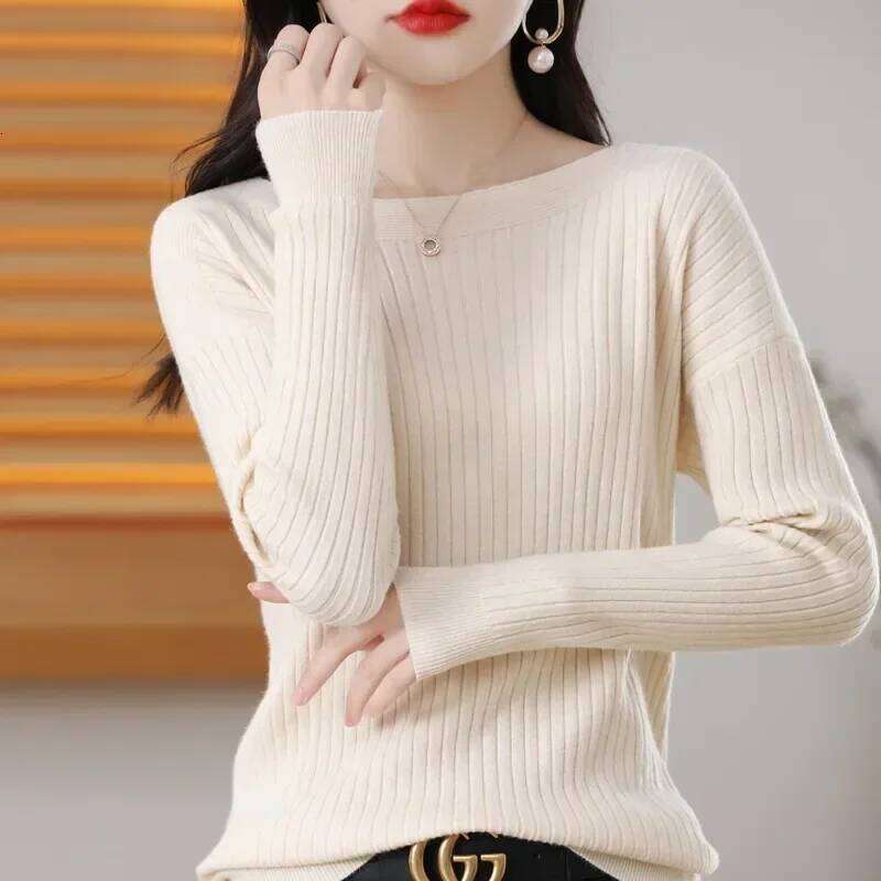 Pullovers Women Sweater Autumn Winter Bottiming Shirts Korean Fashion Slash Neck Long Sleeve Slim Fit Casual Warm Knitwears Z260313