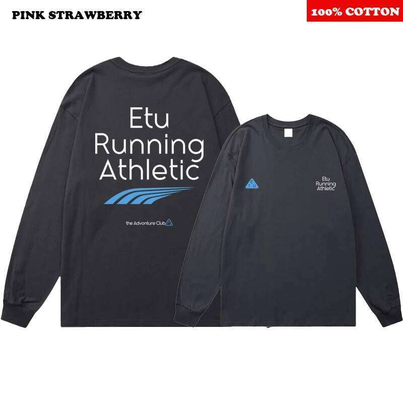 American Street Letter Print T-shirt Men 2025 Autumn New 100% Cotton White Long sleeves Base Layer shirt Sports Y2k Top Men's Z260314