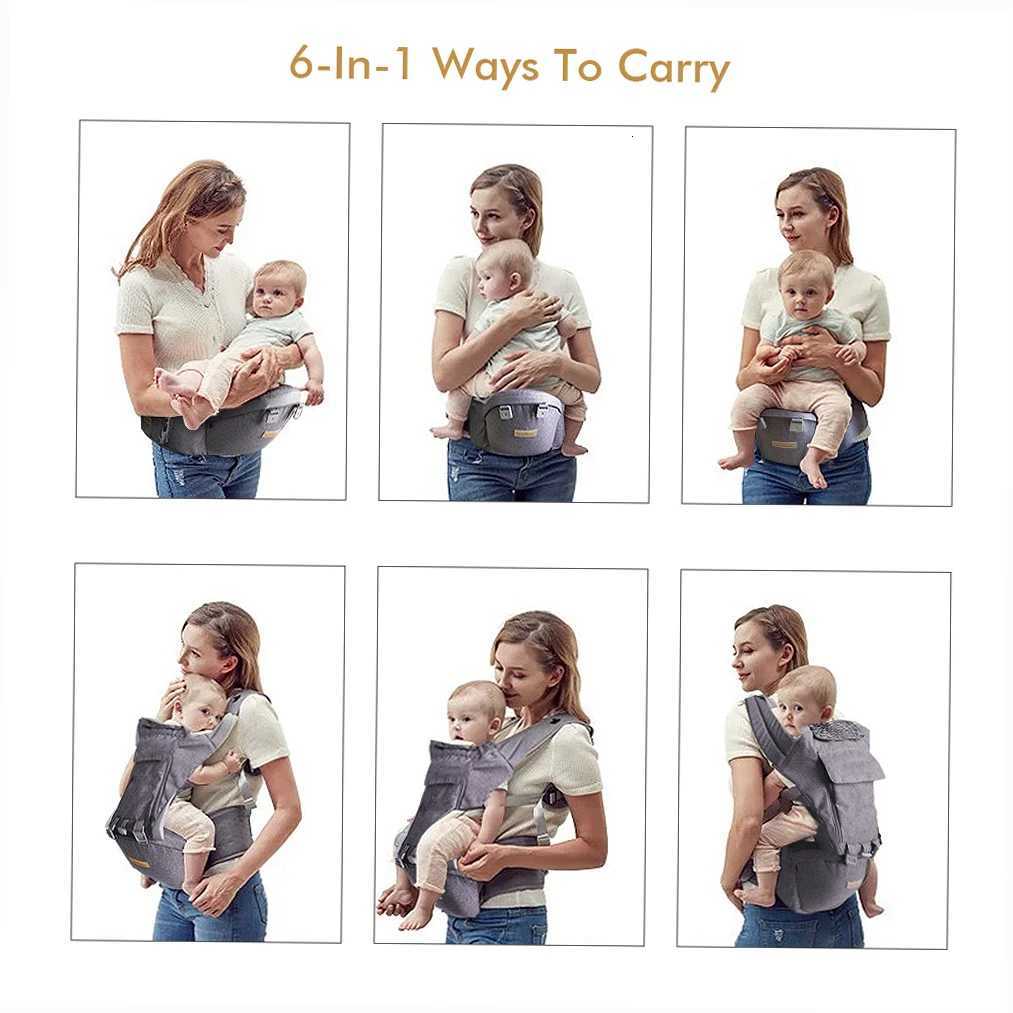 Ergonomic Baby Carrier Wrap Newborn to ToddlerHip Seat Lumbar Support4 Seasons12 PositionsPerfect for Hiking Shopping Travel X260313