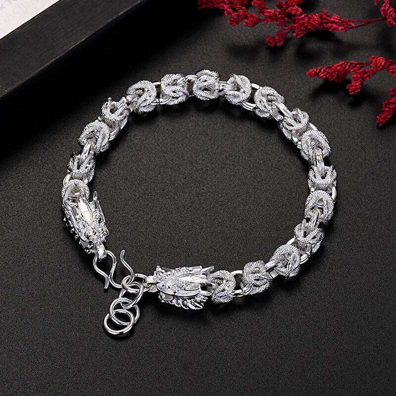 Noble 925 Sterling Silver Exquisite dragon head bracelets for man women fashion jewelry wedding party holiday gifts Z260313