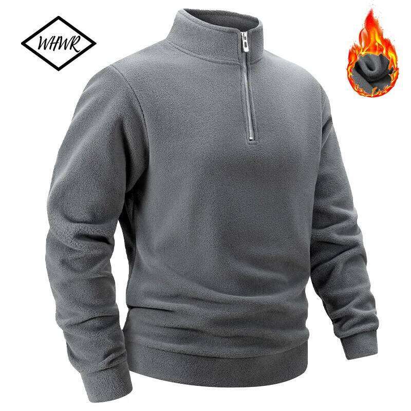 Casual Fleece Tops Men Sport Classic Stand Collar Sweatshirts Mens Quarter Zip Hoodie Basic Pullover 3XL 26Y0313