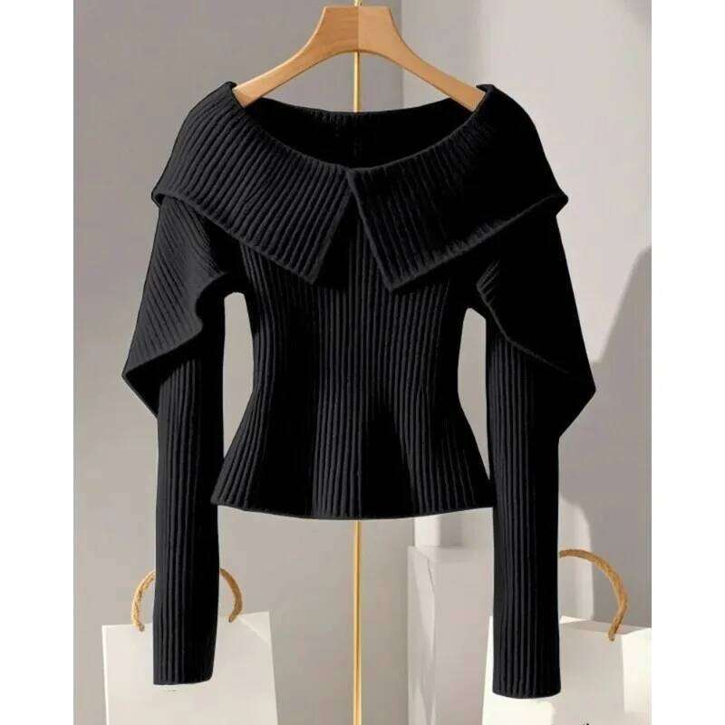 Autumn All Match Knit Tops Female Solid Color O Neck Soft Knitwear Pullover Women Long Sleeve Loose Sweater New Z260313