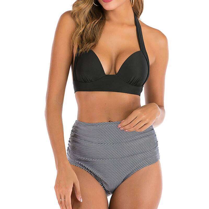 Plus Size Bikinis 2025 Push Up Swimsuit Women Halter Swimwear Female High Waist Bathing Swimming Suit Bathers Mayo Biquine XXL Y260303